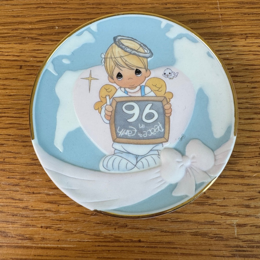 Precious Moments‎ 1996 Peace On Earth Anyway Mini Plate PMI China Angel 96 Chalk
